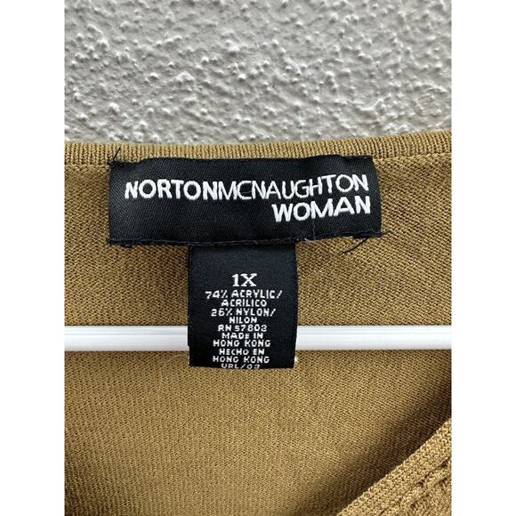 Norton Mcnaughton Womens Sweater Plus Size 1X Brown 3/4 Sleeve Fringe - Picture 5 of 12